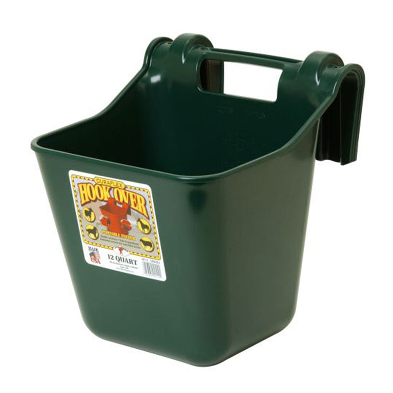 Little Giant 12 Quart Mountable Livestock & Pet Hook Over Bucket Feeder, Green