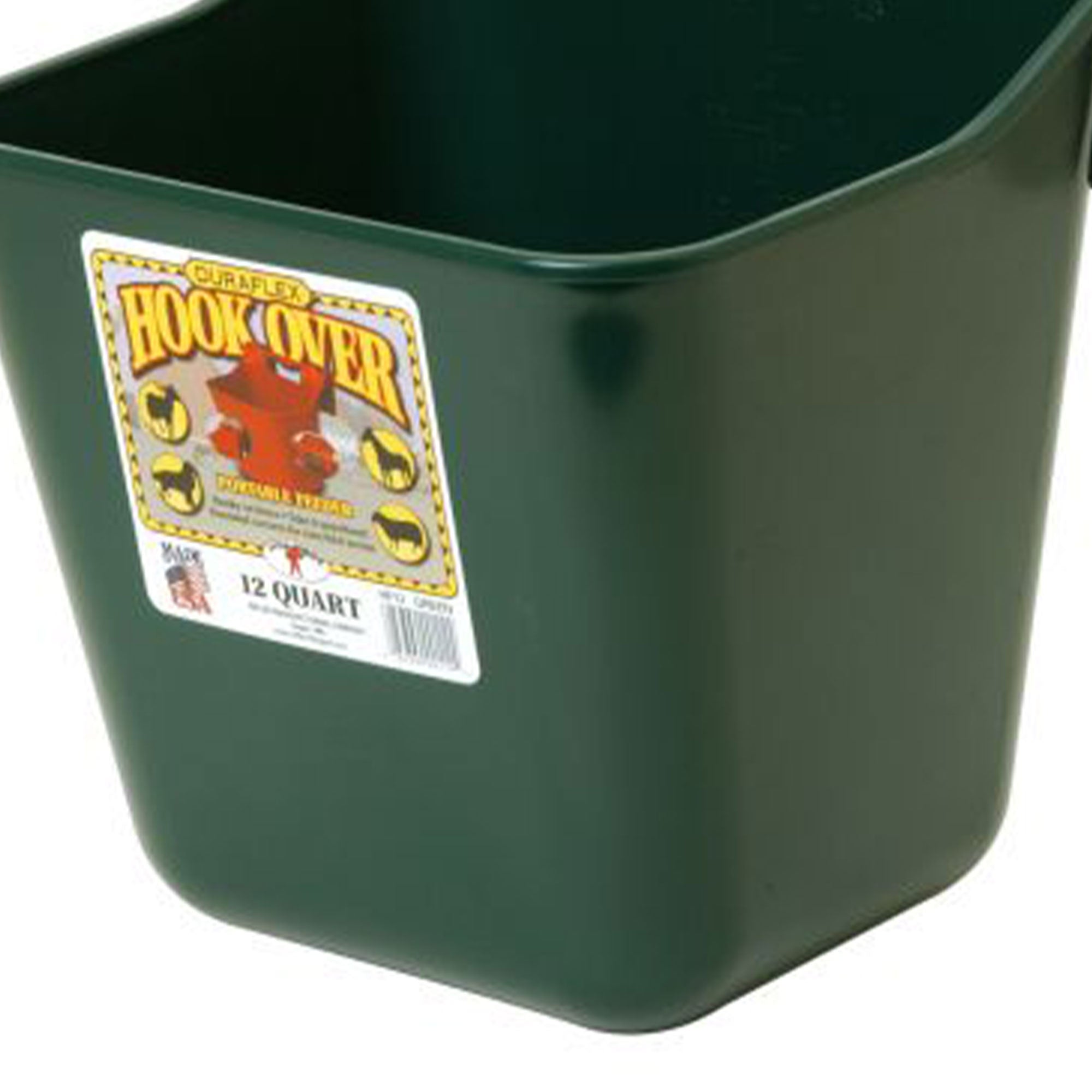 Little Giant 12 Quart Mountable Livestock & Pet Hook Over Bucket Feeder, Green - VMInnovations