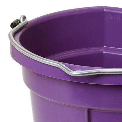 Little Giant Flat Back Plastic Animal Feed Bucket, Metal Handle, 20 Qt, Purple - VMInnovations
