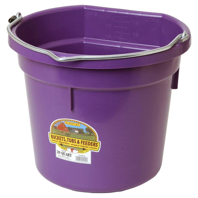 Little Giant Flat Back Plastic Animal Feed Bucket, Metal Handle, 20 Qt, Purple - VMInnovations