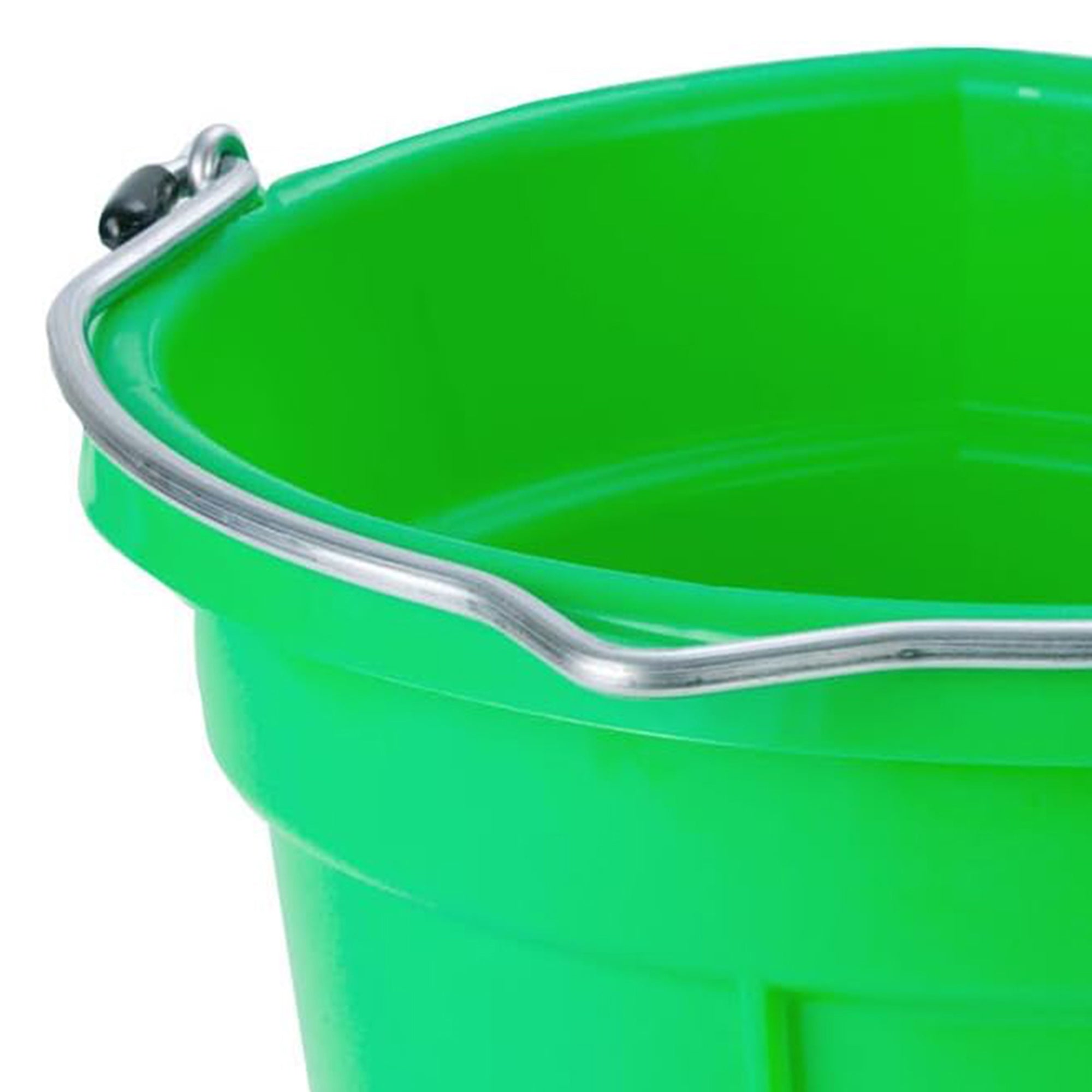 Little Giant Flat Back Plastic Animal Feed Bucket, Metal Handle, 20 Qt, Lime - VMInnovations