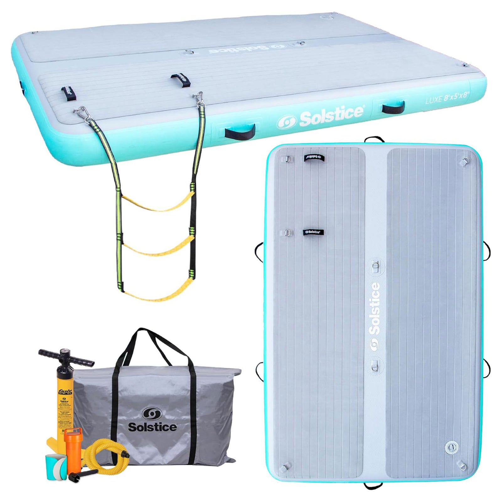 Solstice Original Inflatable LUXE Dock Platform 8' x 5' Floating Raft Water Mat - VMInnovations
