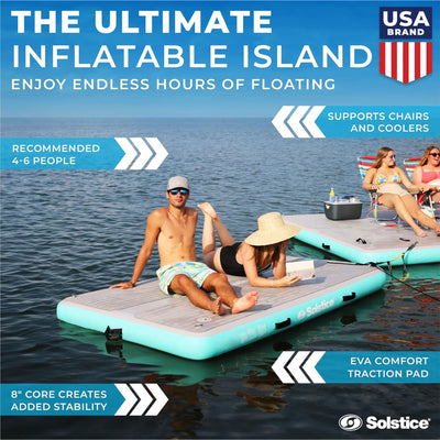 Solstice Original Inflatable LUXE Dock Platform 8' x 5' Floating Raft Water Mat - VMInnovations