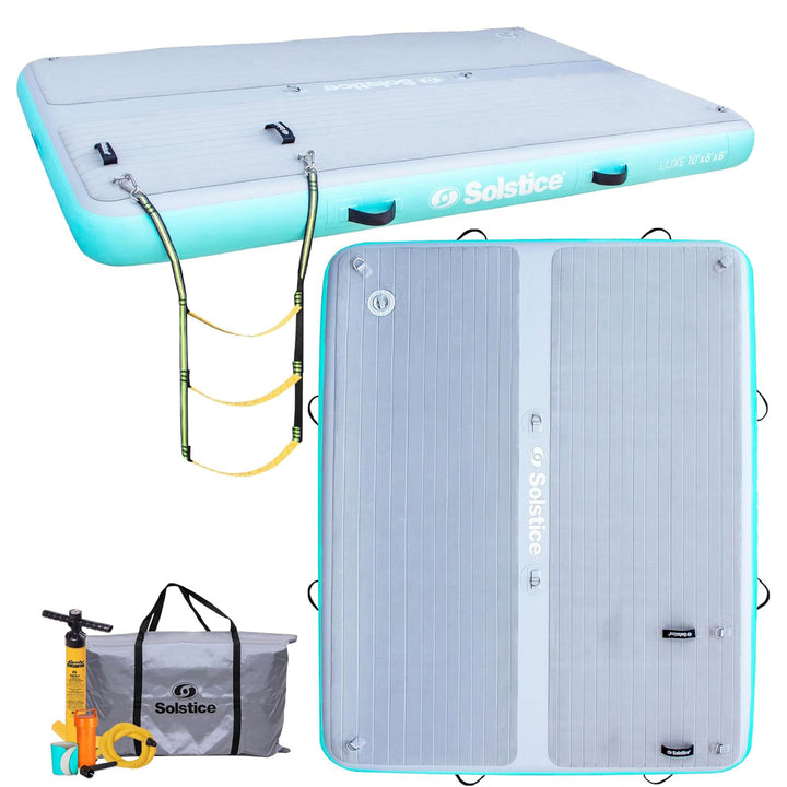 Solstice Original Inflatable LUXE Dock Platform 10'x8' Floating Raft (Open Box) - VMInnovations