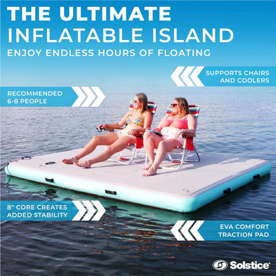 Solstice Original Inflatable LUXE Dock Platform 10'x8' Floating Raft (Open Box) - VMInnovations