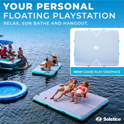 Solstice Original Inflatable LUXE Dock Platform 10' x 8' Floating Raft Water Mat - VMInnovations