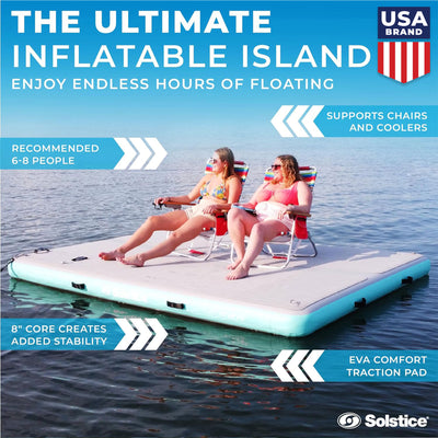Solstice Original Inflatable LUXE Dock Platform 10' x 8' Floating Raft Water Mat