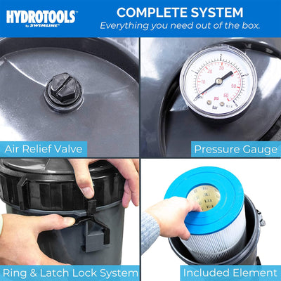 Swimline HYDROTOOLS 50 Sq Ft Cartridge Filter System & 50 Sq Ft Cartridge Filter - VMInnovations