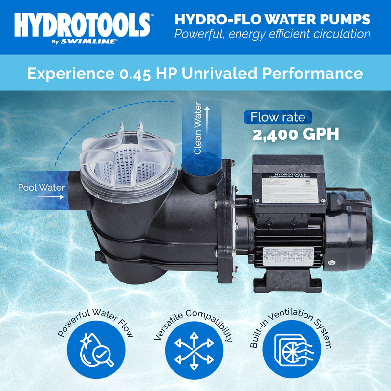 Swimline HydroTools Hydro Flo 0.35HP 2,400 GPH 3,450 RPM Vertical Discharge Pump