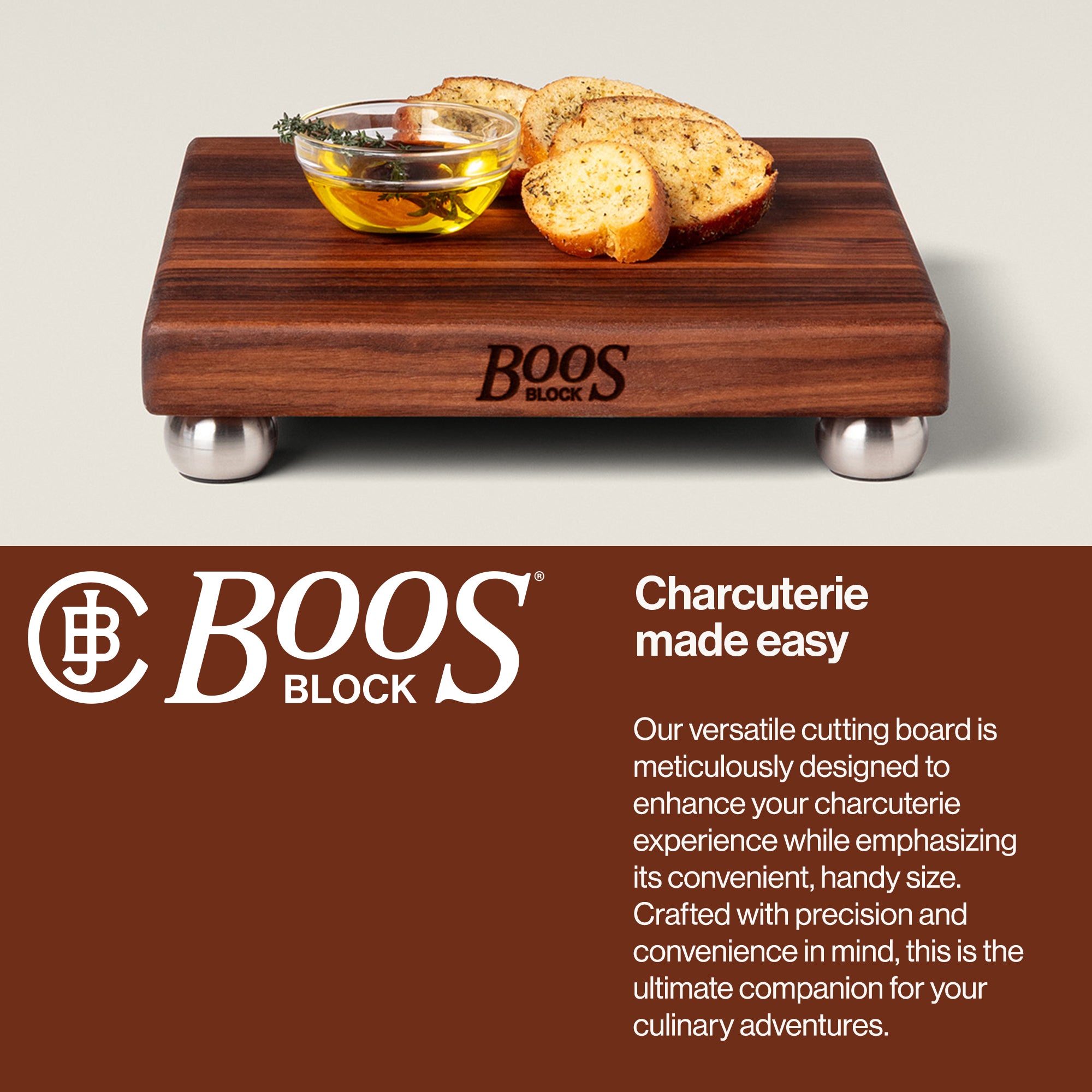 John Boos Small Walnut Wood Edge Grain Cutting Board for Kitchen, 12"x12"x1.5"