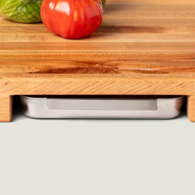 John Boos 18"x18" Reversible Wood Cutting Board with Juice Groove & Tray, Maple