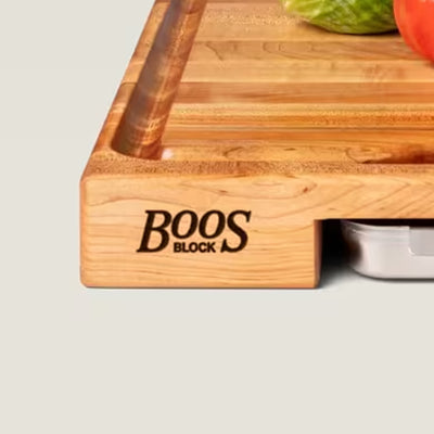 John Boos 18"x18" Reversible Wood Cutting Board with Juice Groove & Tray, Maple