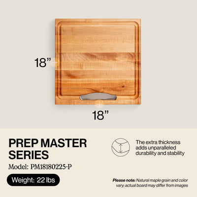John Boos 18"x18" Reversible Wood Cutting Board with Juice Groove & Tray, Maple - VMInnovations