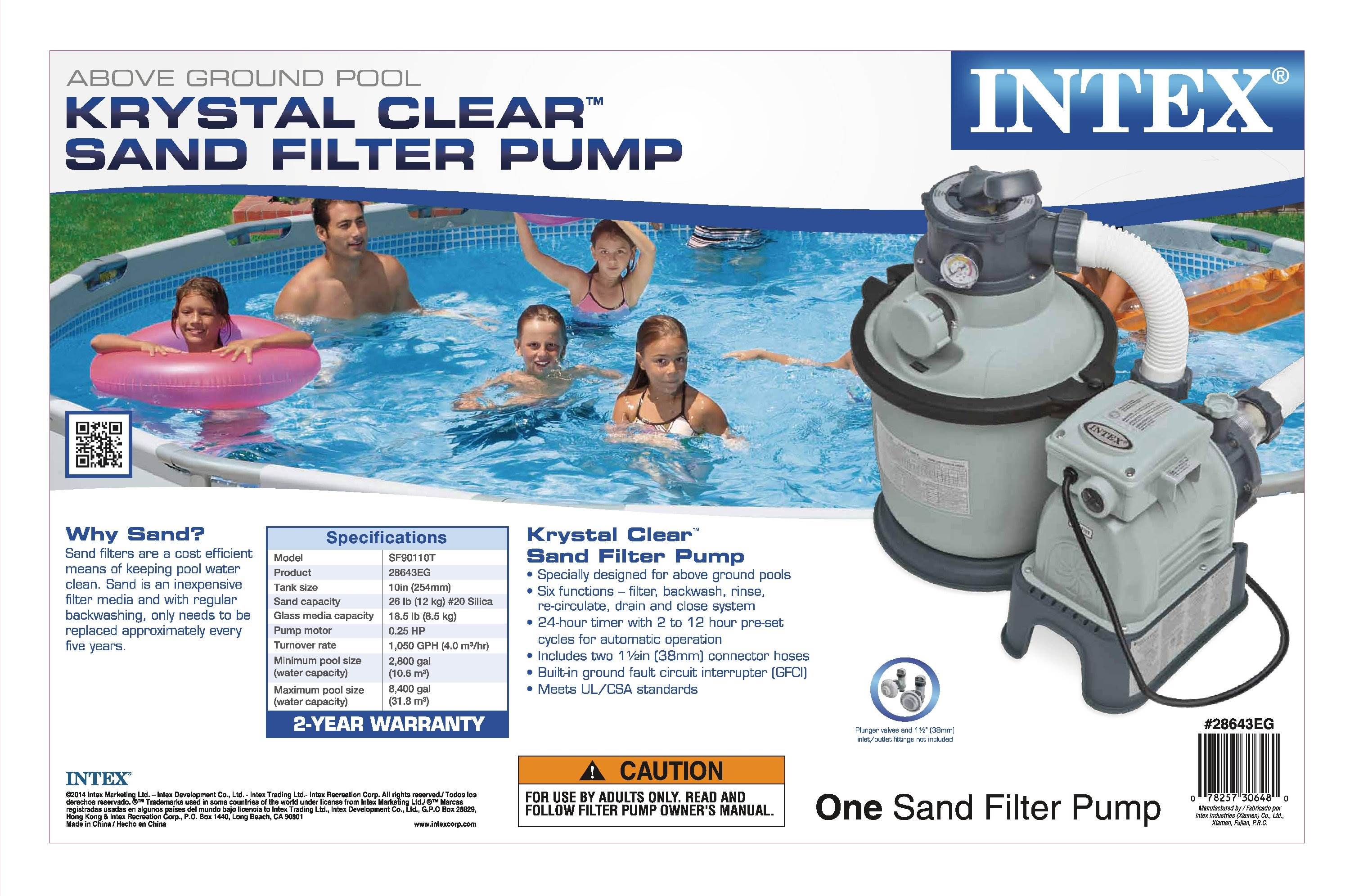 INTEX 1200 GPH Krystal Clear Sand Pool Filter Pump Set 110-120 Volt (Open Box)