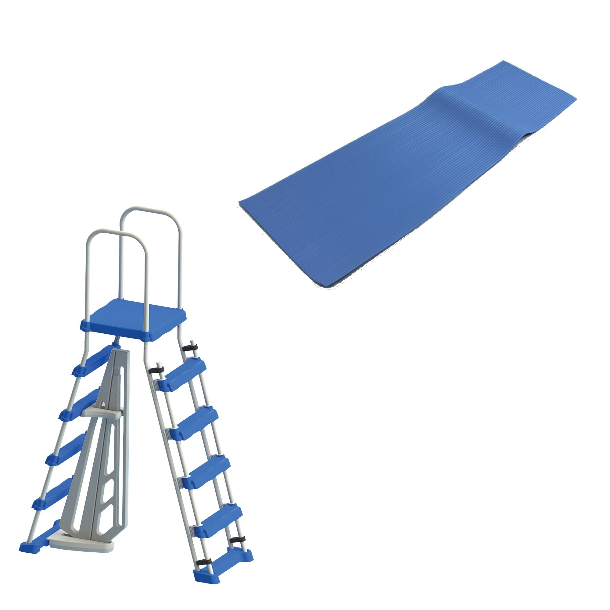 Swimline 48 Inch Pool Ladder with 9x36-Inch Vinyl Protective Pool Ladder Mat