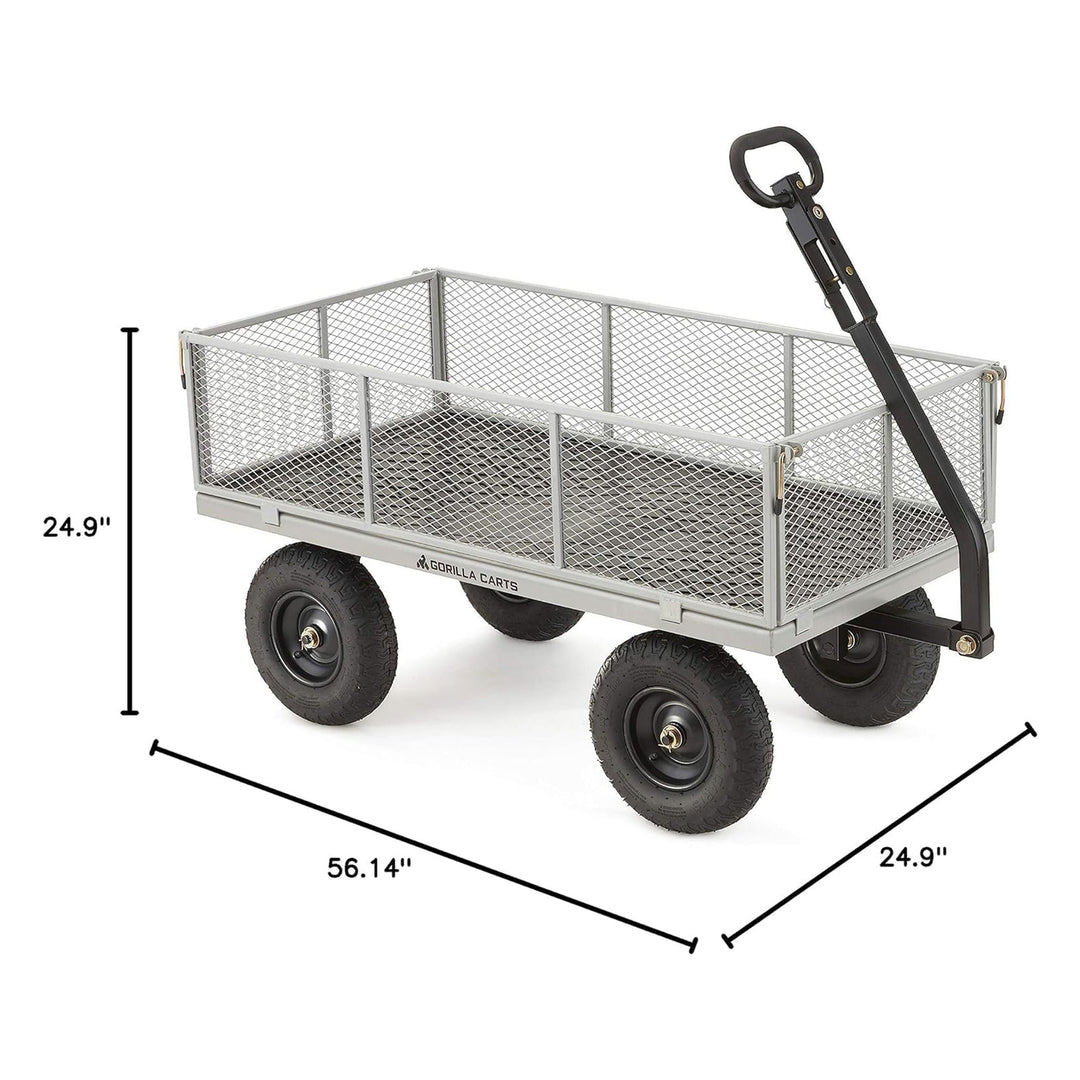 Gorilla Cart 1000 Pound Capacity Heavy Duty Steel Mesh Utility Wagon Cart, Gray