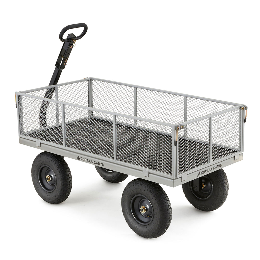 Gorilla Cart 1000 Pound Capacity Heavy Duty Steel Mesh Utility Wagon Cart, Gray