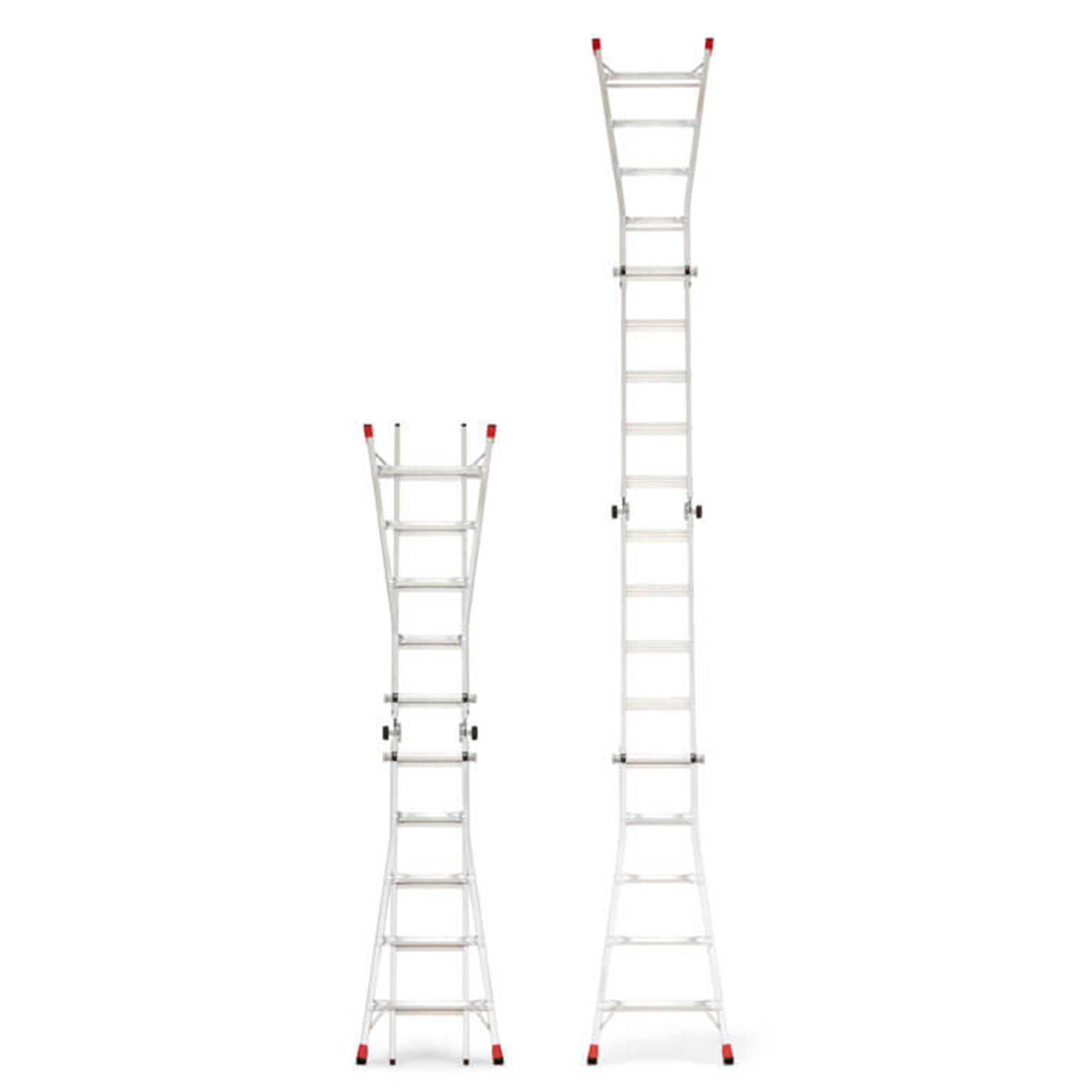 Lift Ladders 22' Reach 5 in 1 Multi Position Aluminum Step Ladder, Silver (Used) - VMInnovations