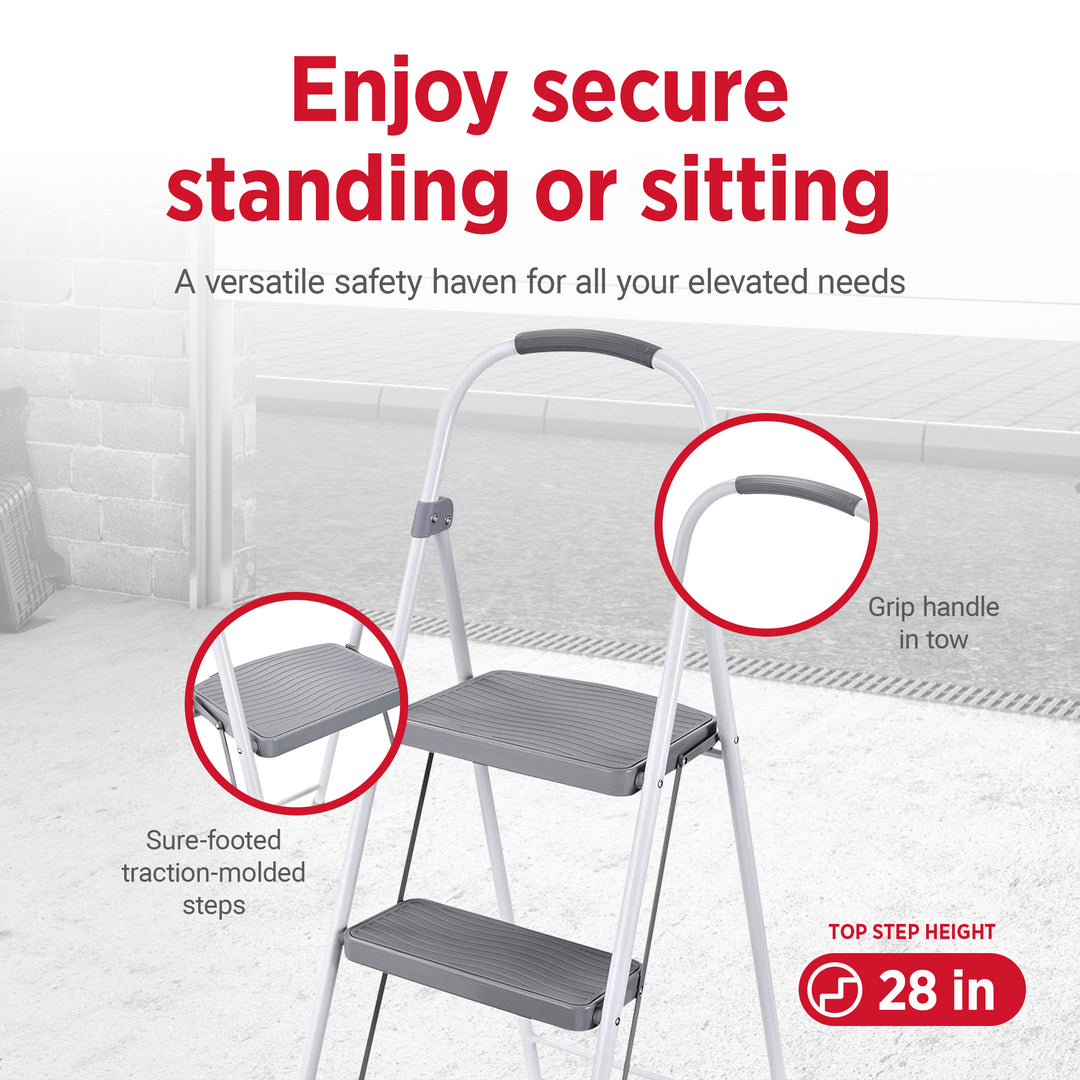 Rubbermaid 3 Step 225 Lb Capacity Folding Ladder Steel Step Stool Open Box)