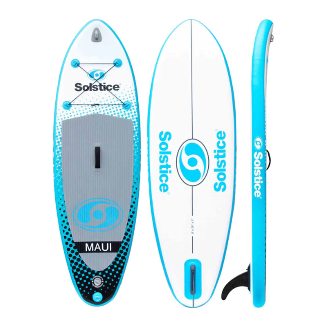 Solstice Maui 8-Foot Youth Stand Up Paddle Board Inflatable SUP Raft Set, Blue