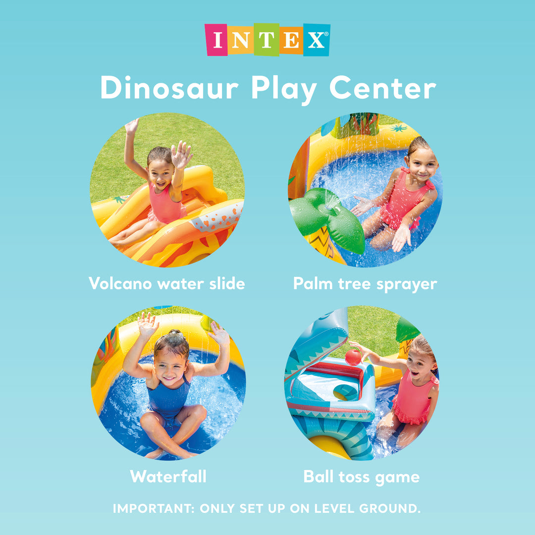 Intex 120V Electric Air Pump & Intex Inflatable Dinosaur Play Center Kids Pool