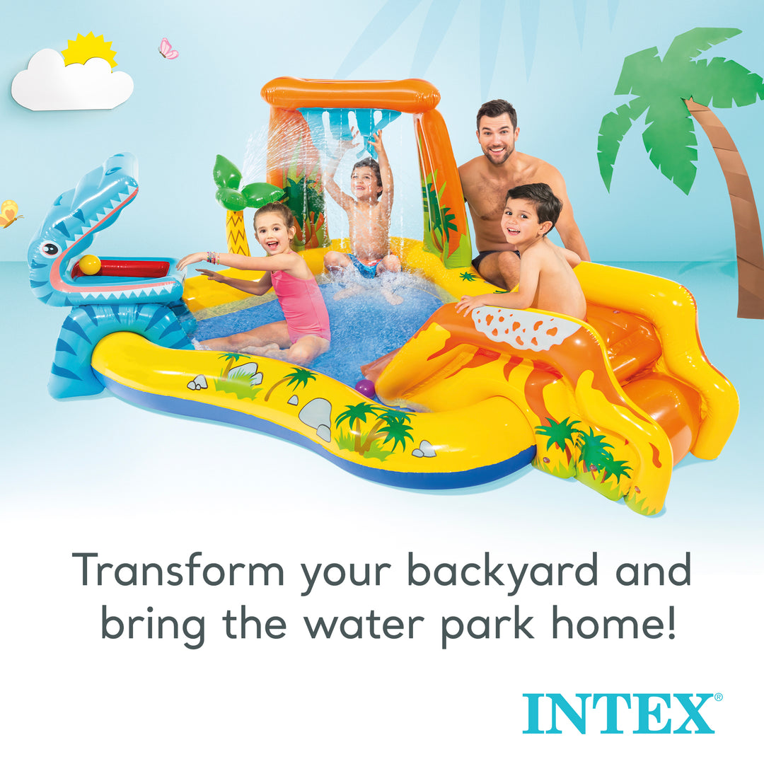 Intex 120V Electric Air Pump & Intex Inflatable Dinosaur Play Center Kids Pool