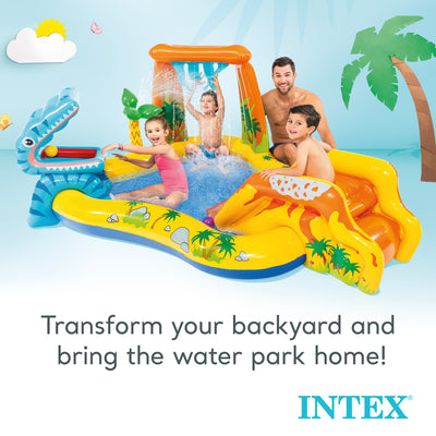Intex 8ftx6.25ftx43in Dinosaur Play Center Inflatable Kids Set Pool (For Parts)