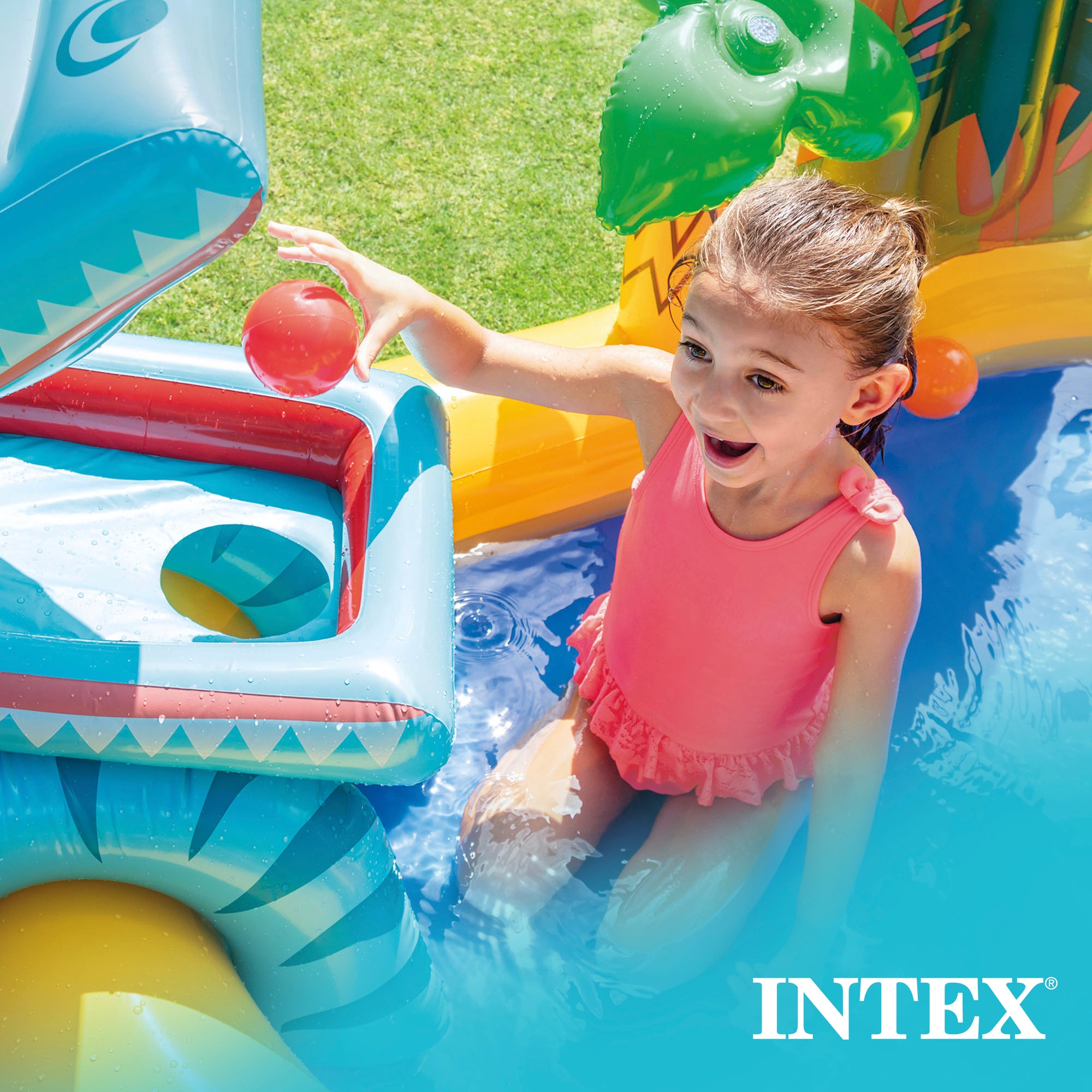 Intex 8ftx6.25ftx43in Dinosaur Play Center Inflatable Kids Set Pool (For Parts)