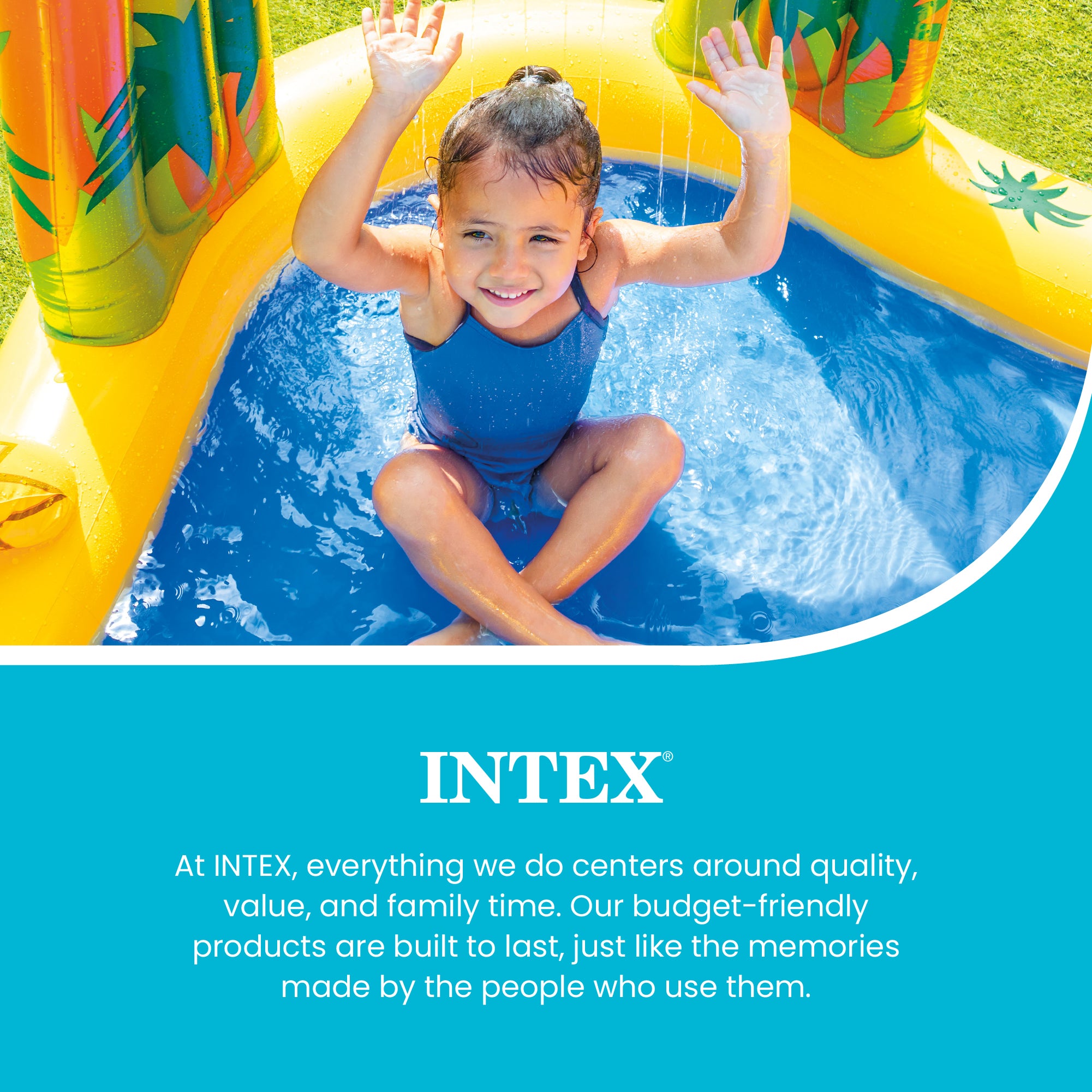 Intex Inflatable Kids Dinosaur Play Center Outdoor Water Park Pool with Slide - VMInnovations