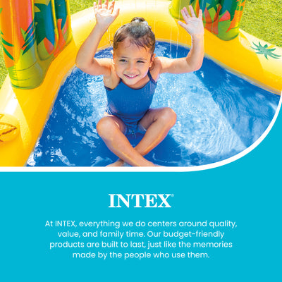 Intex Inflatable Kids Dinosaur Play Center Outdoor Water Park Pool with Slide - VMInnovations