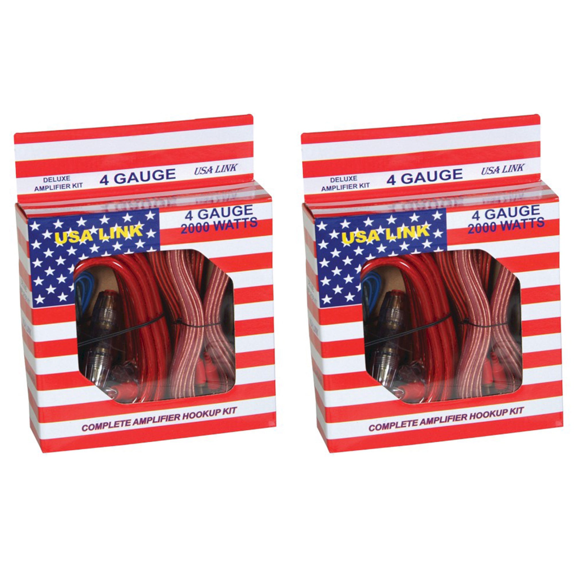 Q-Power 4 Gauge 2000W Car Amp Wiring Amplifier Installation Kits + RCA, (2 Pack)