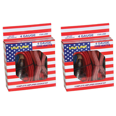 Q-Power 4 Gauge 2000W Car Amp Wiring Amplifier Installation Kits + RCA, (2 Pack)