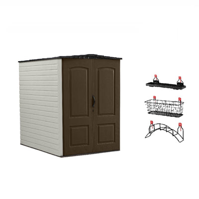 Rubbermaid 5'x6' Outdoor Gardening & Tools Vertical Storage Shed and Accessories
