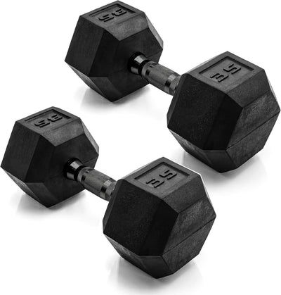 Aurorafy Hex Dumbells, Rubber Encased Strength Training Weight Set, 35 lb Pair - VMInnovations