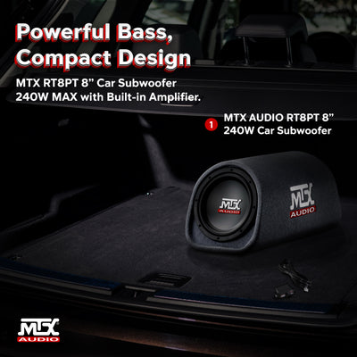 MTX Audio 8" 240W Car Loaded Subwoofer Enclosure Amplified Box, Vented (Used) - VMInnovations