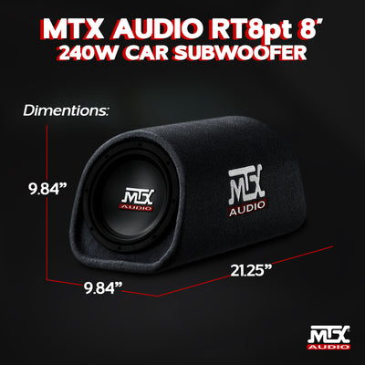 MTX Audio 8" 240W Car Loaded Subwoofer Enclosure Amplified Box, Vented (Used) - VMInnovations