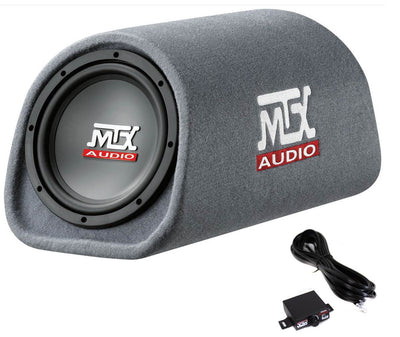 MTX AUDIO 8 Inch 240W Car Subwoofer Amplified Tube Box w/ BOSS Audio Wiring Kit - VMInnovations