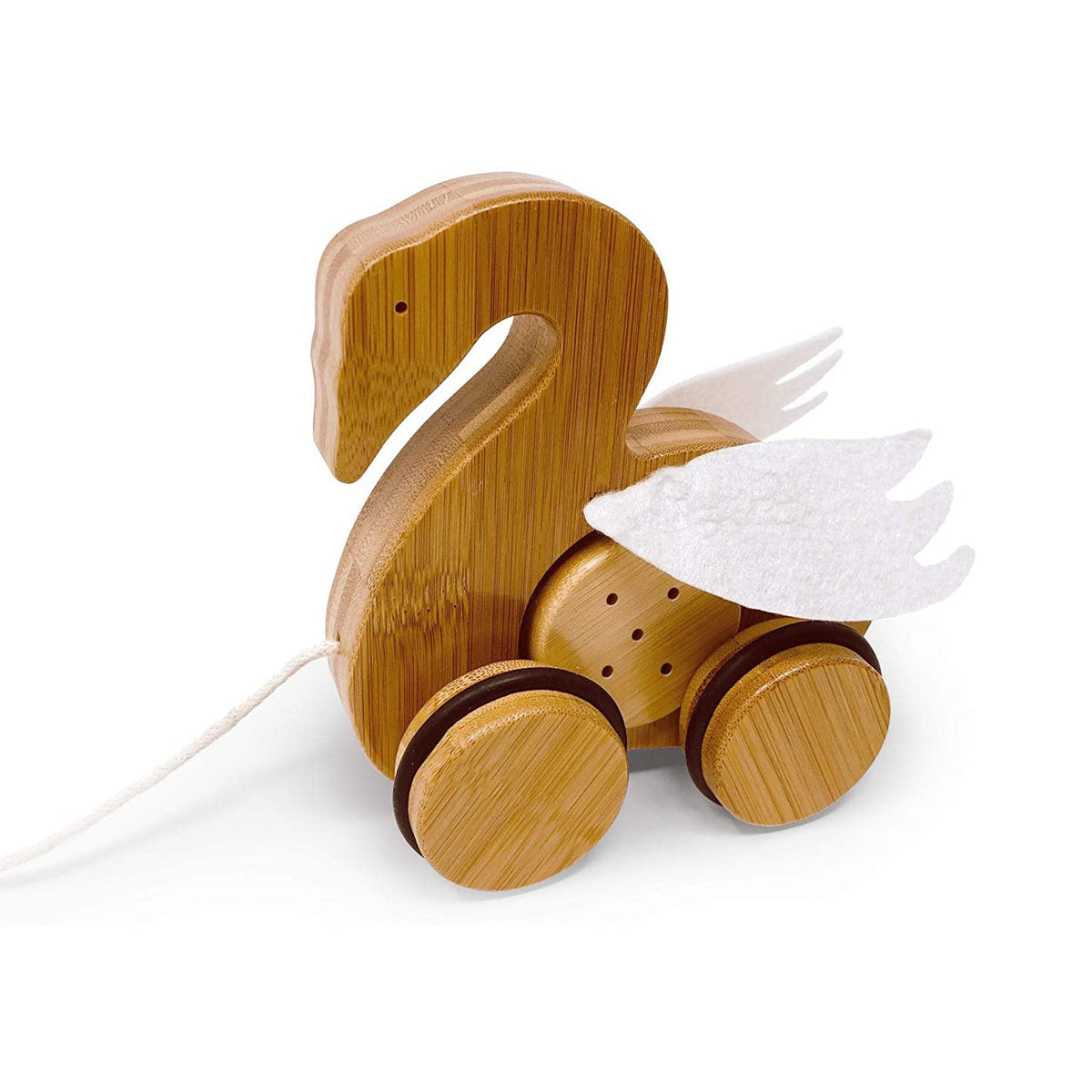 Kinderfeets Kids Bamboo Push & Pull Animal Toy Figures, Rabbit, Swan, & Unicorn - VMInnovations