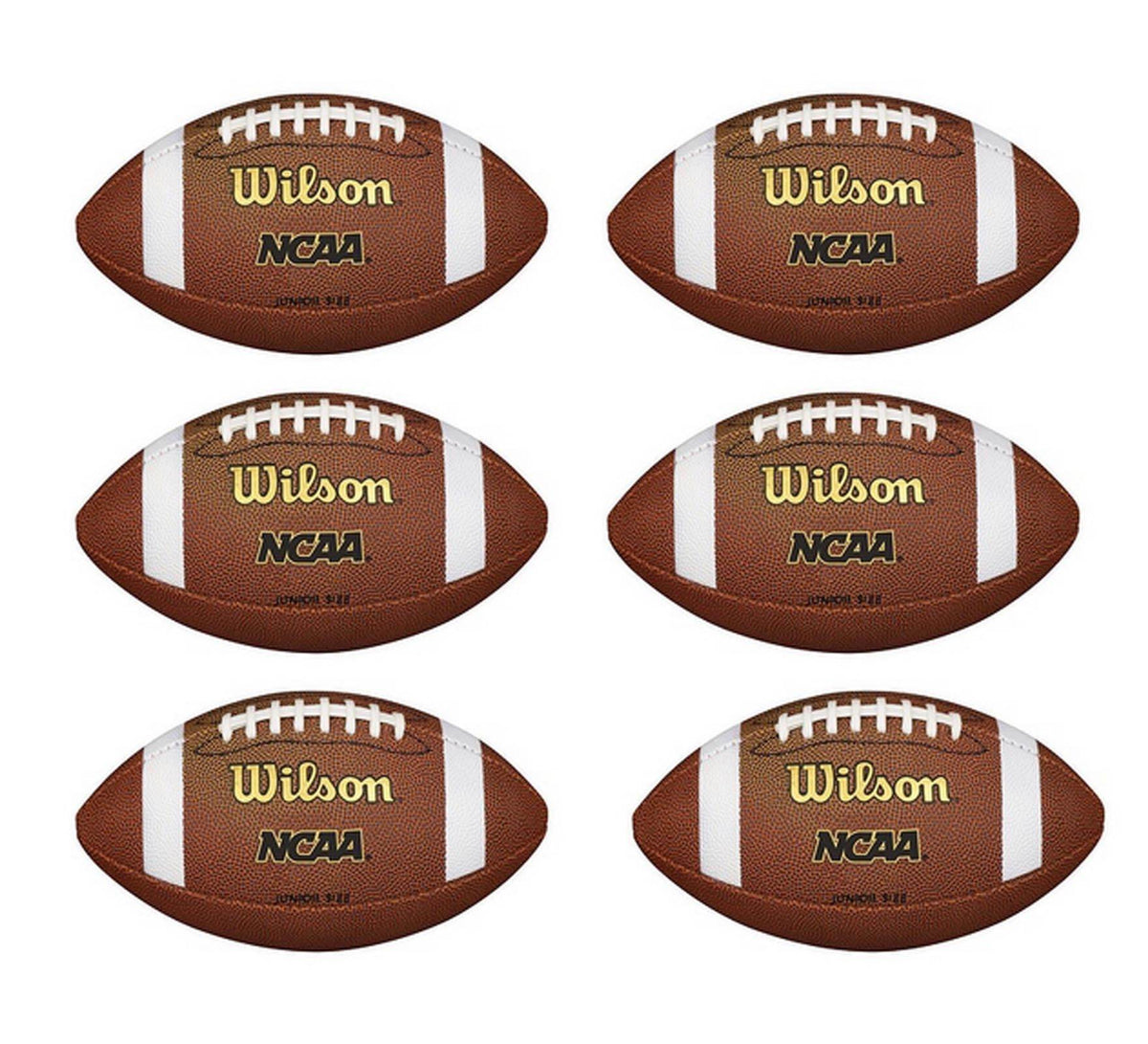 Wilson NCAA Composite Leather Junior Size American Football (6 Pack) | WTF1663X