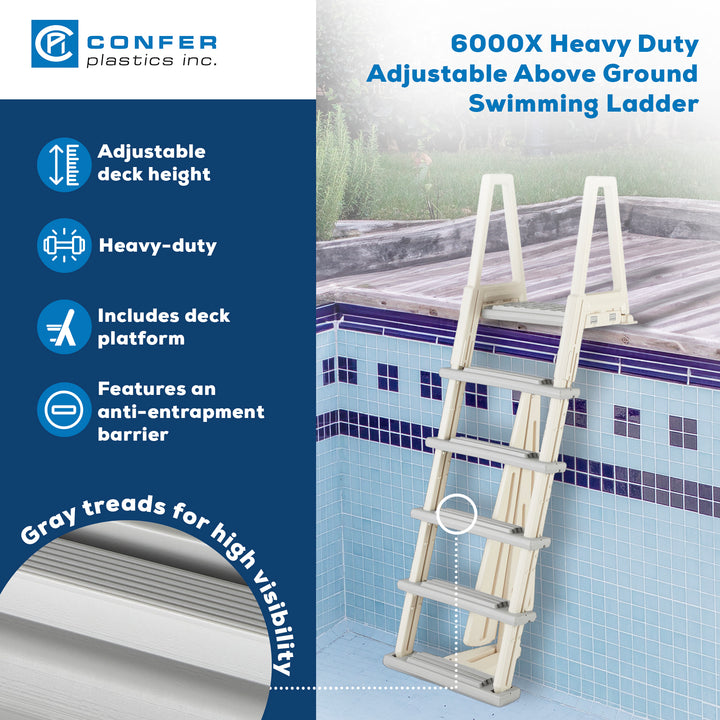 Confer Plastics 6000X Eliminator Adjustable 46"-56" Heavy Duty InPool Ladder