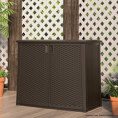 Backyard Oasis Storage Entertaining Station Bundled w/ Wicker Patio Cooler