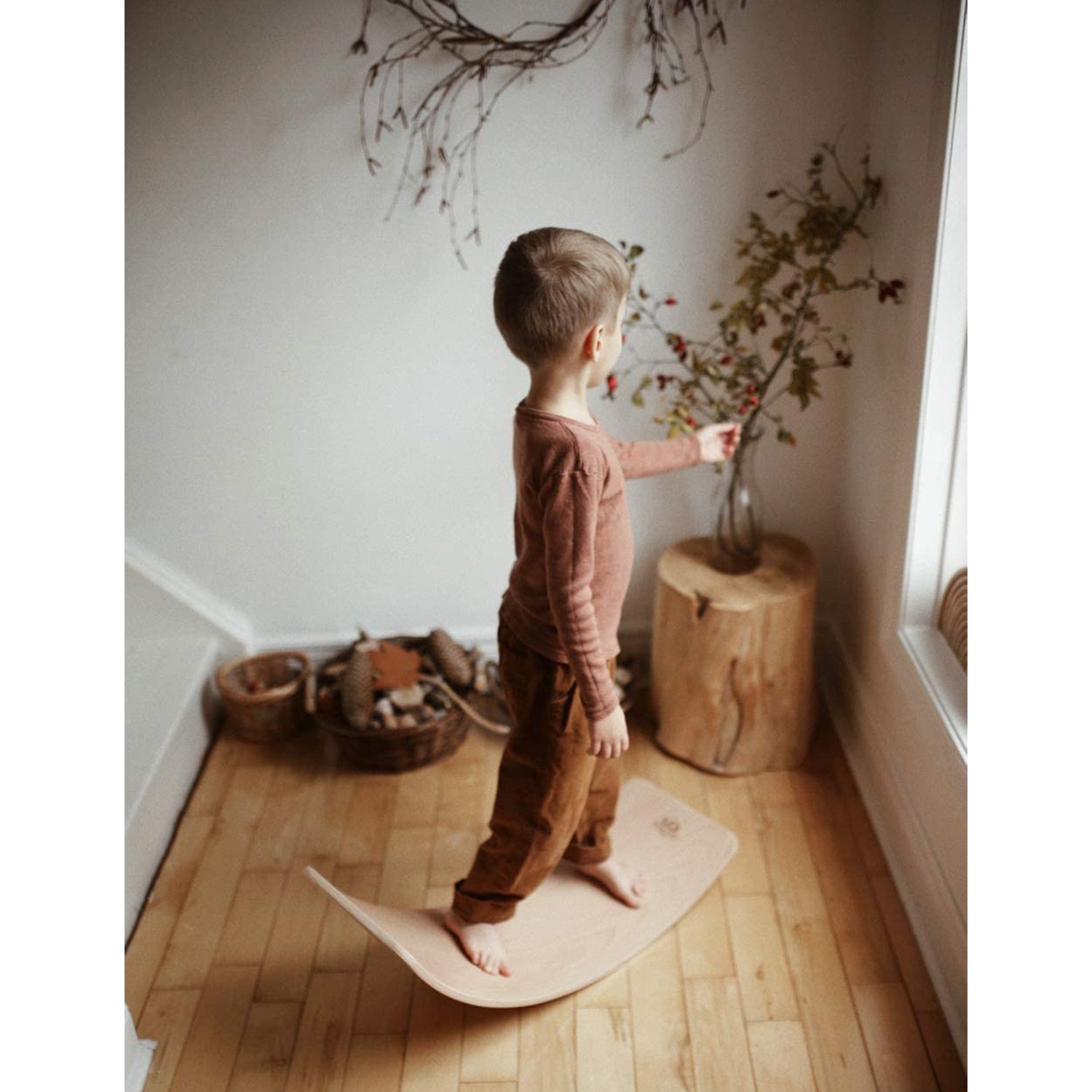 Kinderfeets Bamboo Balance Board Disk & Beechwood Rocking Curved Balance Board