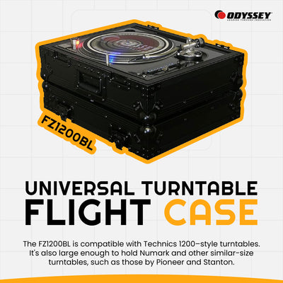 Odyssey Universal Technics 1200 Style Turntable Flight Case, Black Label Series