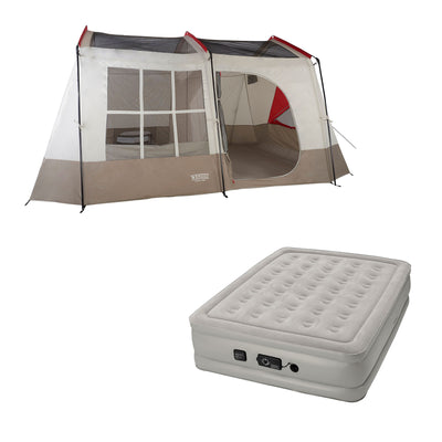 Wenzel Kodiak 9-Person Family Camping Tent w/ Insta-Bed Queen Air Mattress Pump