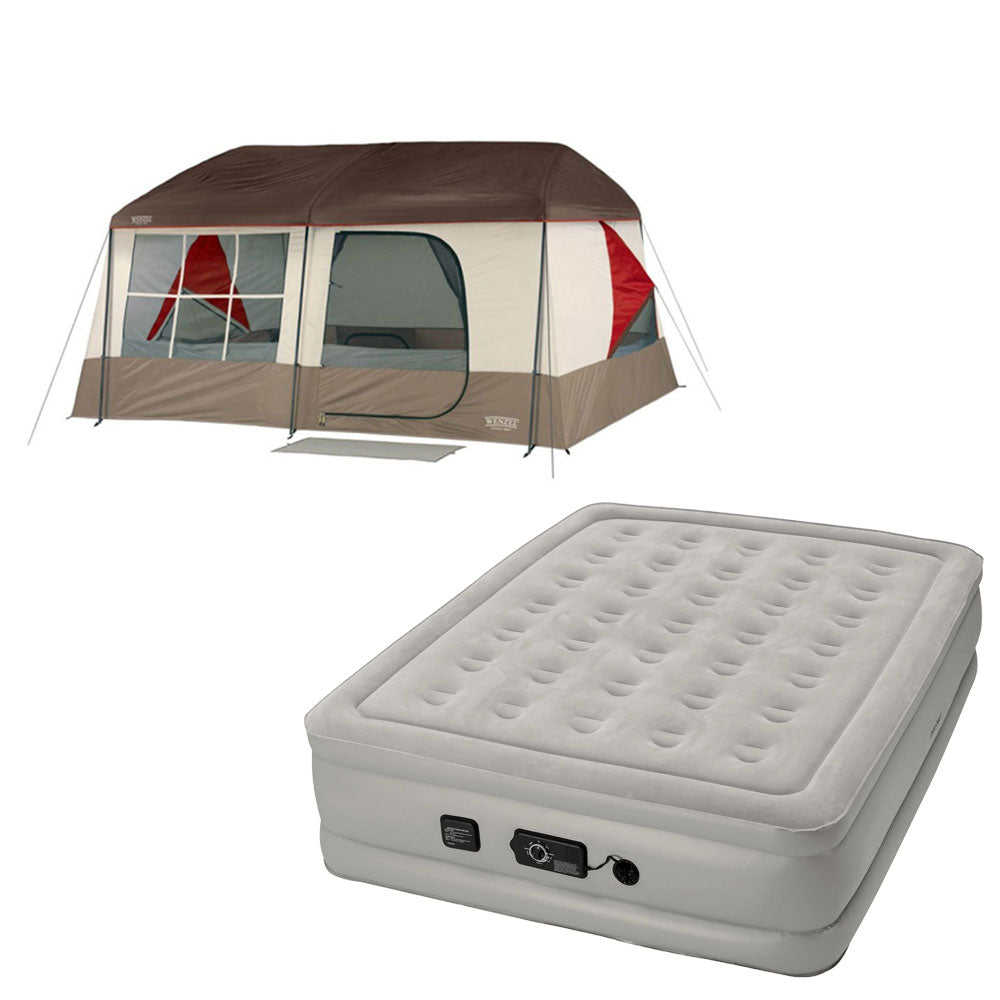 Wenzel 36423 Kodiak Camping Family Cabin Tent w/ Insta-Bed Queen Air Mattress