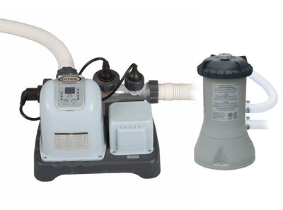 INTEX 1000 GPH Filter Pump & Krystal Clear Saltwater Pool Chlorinator w/ GFCI