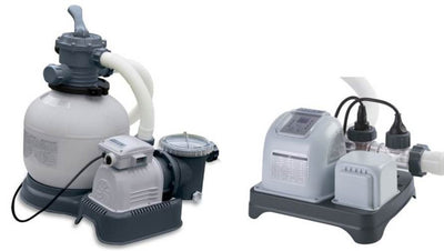 Intex 2800 GPH Krystal Clear Sand Filter Pool Pump and 28663EG Saltwater System