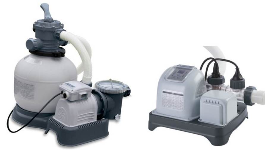 Intex 2800 GPH Krystal Clear Sand Filter Pool Pump and 28663EG Saltwater System