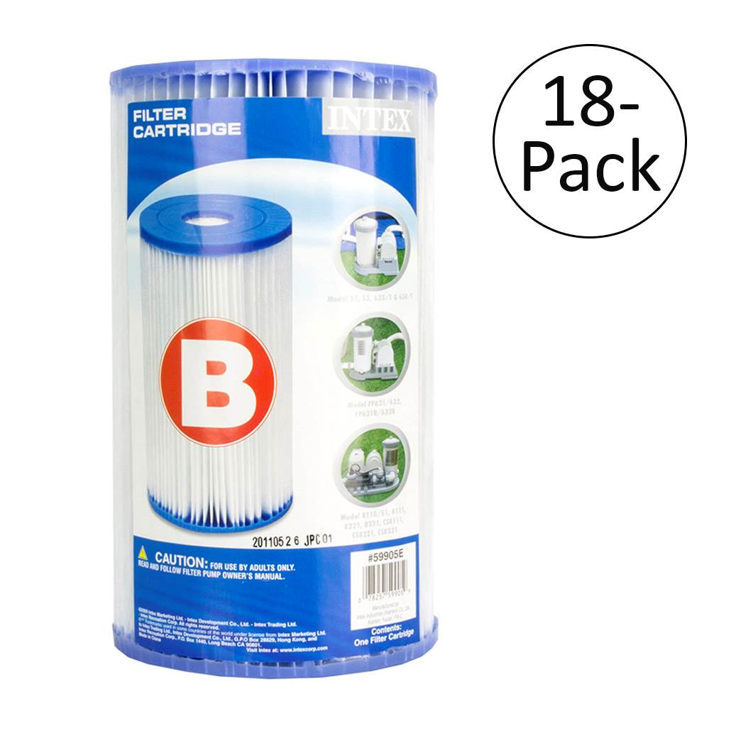 Intex Pool Easy Set Type B Replacement Filter Pump Cartridge (18 Pack) | 29005E - VMInnovations