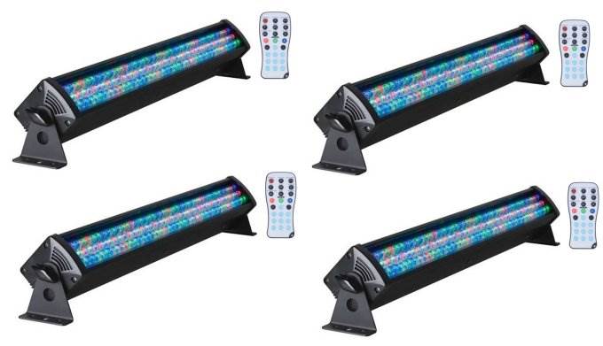 4) American DJ ADJ MEGA BAR 50RGB RC LED 7-Channel DMX RGB Wash Lights w/ Remote